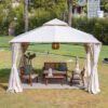 Amna Gazebo with Curtains-Beige-3x3.6 M