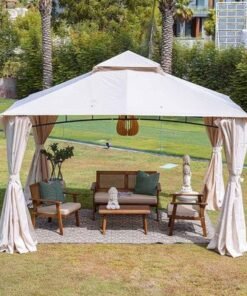 Amna Gazebo with Curtains-Beige-3x3.6 M