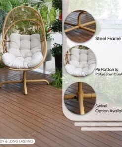 Evelyn Outdoor Swivel Chair-Grey/Brown