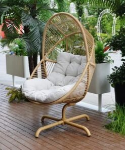 Alternative view of Evelyn Outdoor Swivel Chair-Grey/Brown