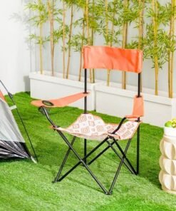 Folding Picnic Chair-Orange/White-54x54x92 cm - Image 5