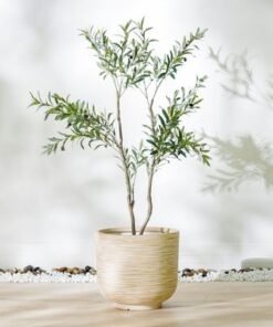 Fiber Clay Pot-Rattan Design-Beige-44x44x40 CM - Image 3