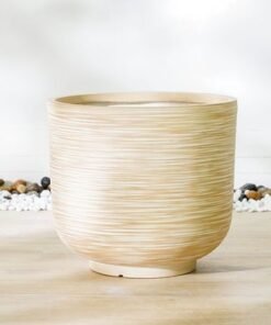 Fiber Clay Pot-Rattan Design-Beige-44x44x40 CM - Image 4