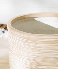 Fiber Clay Pot-Rattan Design-Beige-44x44x40 CM - Image 5