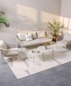 Alternative view of Santa Cruz 5-Seater Aluminum Rope Sofa Set with 2 Tables-Beige-With 1-Year Warranty