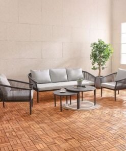 Alternative view of Santa Cruz 5-Seater Aluminum Rope Sofa Set with 2 Tables-Grey-With 1-Year Warranty