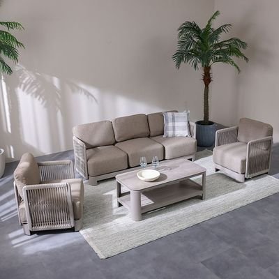 Melbon 5-Seater Aluminum Rope Sofa Set with Coffee Table-Taupe-With 2-Year Warranty-By Ziantti - Image 2