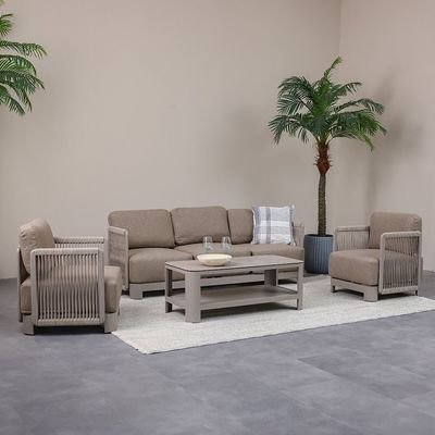 Melbon 5-Seater Aluminum Rope Sofa Set with Coffee Table-Taupe-With 2-Year Warranty-By Ziantti - Image 3