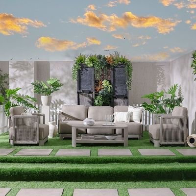 Melbon 5-Seater Aluminum Rope Sofa Set with Coffee Table-Taupe-With 2-Year Warranty-By Ziantti - Image 4
