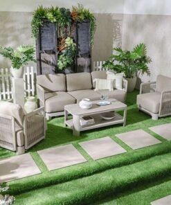 Melbon 5-Seater Aluminum Rope Sofa Set with Coffee Table-Taupe-With 2-Year Warranty-By Ziantti