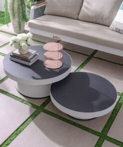 Genova 5-Seater Aluminum Sofa Set with 2 Tables-Beige/White-With 2-Year Warranty