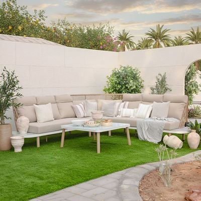 Nuvana 7-Seater Luxury Corner Sofa Set with Coffee Table-Light Beige-With 2-Year Warranty-By Ziantti - Image 2