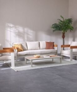 Alternative view of Vienna 5-Seater Sofa Set with Coffee Table-Beige/Apricot/Teak-With 2-Year Warranty-By Ziantti