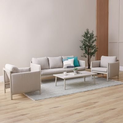 Divine 5-Seater Sofa Set with Coffee Table-Light Grey/Apricot-With 2-Year Warranty - Image 4