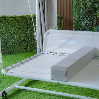 Ellora Daybed Cum Swing-White & Grey-With 1-Year