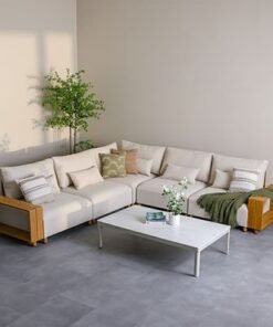 Alternative view of Geneva 5-Seater Luxury Corner Sofa Set with Coffee Table-Beige/Apricot/Teak-With 3-Year Warranty-By Ziantti