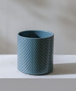 Alternative view of Ceramic Leaf Pot-Blue-13x13x13 cm