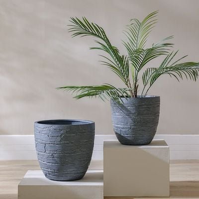 Fibre Clay Pot-Brick Design-Grey-31.5x31.5x29.5 cm - Image 4