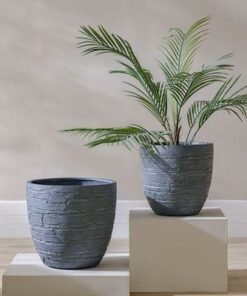 Fibre Clay Pot-Brick Design-Grey-37x37x35 cm - Image 4