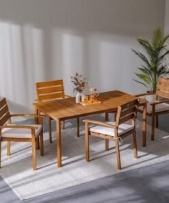 Alternative view of Nura 1 + 4-Seater Wooden Dining Set-Brown-With 1-Year Warranty