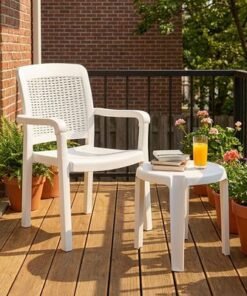 Alya Plastic Chair With Arm - White