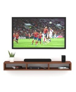 MODERN HOME Wall-Mounted TV Unit & Cabinet – Brown Wood Design for Living Room