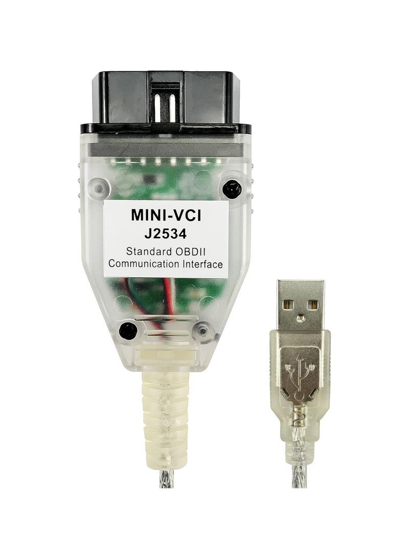 VCI J2534 Cable Fit for Toyota TIS Techstream - Latest Version Scanner Adapter Diagnostic Cable Scan Tool OBD2 Diagnostic Tool Support Win XP WIN7 WIN10 64bits Installation Support Online