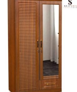 SULSHA 2 Door Wooden Wardrobe Cabinet Cupboard Engineered Wood Perfect Modern Stylish Heavy Duty With Mirror