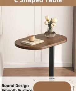 Lesha C Shaped End Table, Side Table for Couch and Bed, Small Side Table, TV Tray Table for Small Spaces, Living Room, Bedroom, Rustic Snack Table