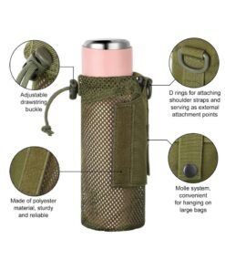 Barakah 3 Pcs Adjustable Water Bottle Pouch, Molle Tactical Storage Mesh Bag for 17 Oz Drink Cup Lightweight Foldable Mesh Water Bottle Holder for Backpack Travel Bag (Brown, Army-Green, Black) - Image 5