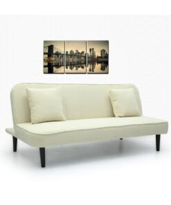 Multi Home Furniture Modern Design MH-107SB SOFA CUM BED OR 3 Seater Sofa FABRIC 3-Seater Sofa,Made of finiest fabric sofa cum bed is Foldable Futon Bed for Living Room –(CREAM)