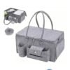 Motim 15.7 * 9.4 * 7.9 Inch Baby Diaper Caddy Organizer Portable Diapers Storage Tote Bag with Roll Lid and Removable Dividers for Changing Table or Car