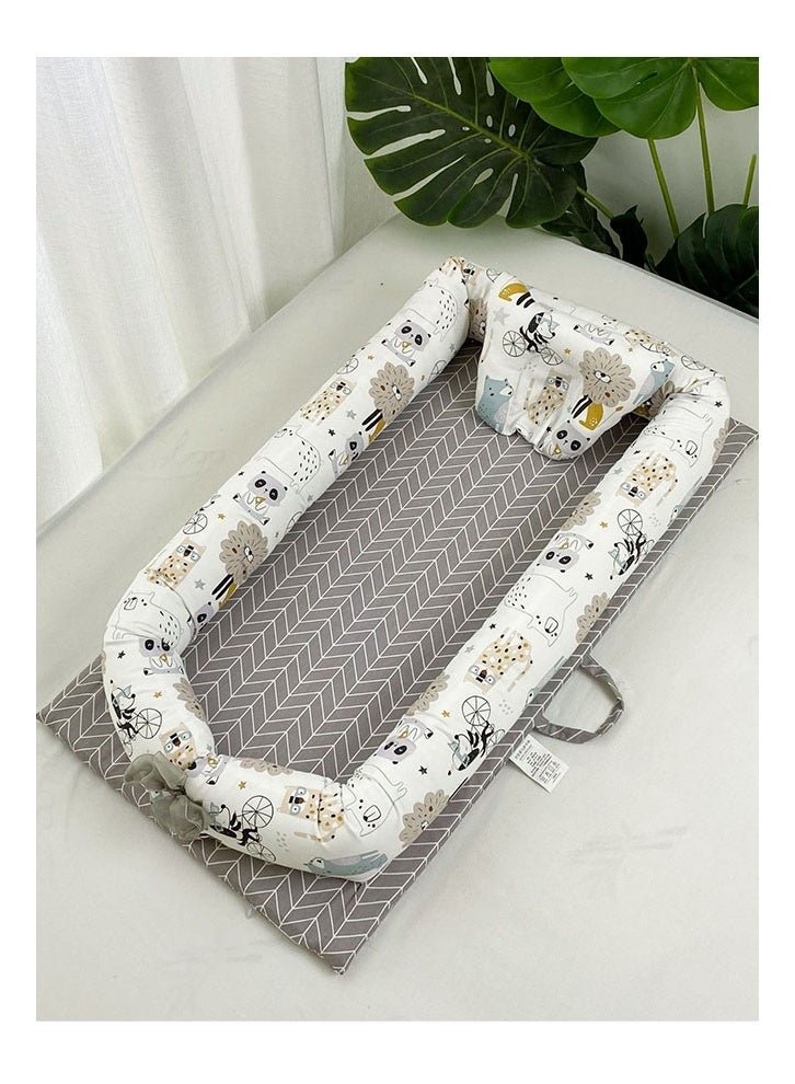 NKX Pure Cotton Portable crib mid-Bed Detachable and Washable Newborn Baby sleeping Artifact foldable Bionic Bed