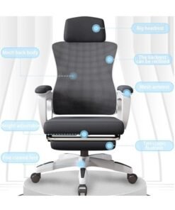 Ergonomic Office Chair Desk Chair with Lumbar Support Gaming Chair with Adjustable Headrest and Armrest Swivel Computer Chair for Home Office（White） - Image 3