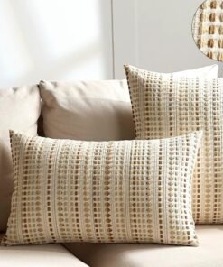 The Manatees Decorative Throw Pillow Cover, Lenin Cotton Jacquard Geometric Rectangle Cushion Case, 30x50 cm (Beige)