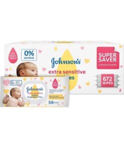 Johnson's Baby Extra Sensitive Wipes – Super Saver Pack 8 + 4 Free, 12x56, 672 Wipes