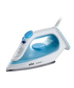 BRAUN Steam Iron, 120g Steam Shot per Minute, Super Ceramic Soleplate, Self Clean, Anti Drip, Water Spray, 50% Energy Saving 220 ml 2000 W SI1050BL White/Blue