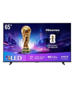 Hisense 65-inch QLED 144Hz Smart TV E8Q-Quantum Dot Colour, AI Picture, Dolby Vision, Dolby Atmos, Share to TV, Voice Control, Filmmaker Mode, Youtube, Netflix, Disney+ 65E8Q (2025 UAE Version) 65E8Q black