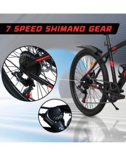ENDLESS  High Carbon Steel Mountain Bike|18 Inch Frame Size | 27.5 Inch Wheel Size | 7 Speed Shimano Gear | Dual Disc Brakes | Bike For Men & Women | Black Red Color - Image 5