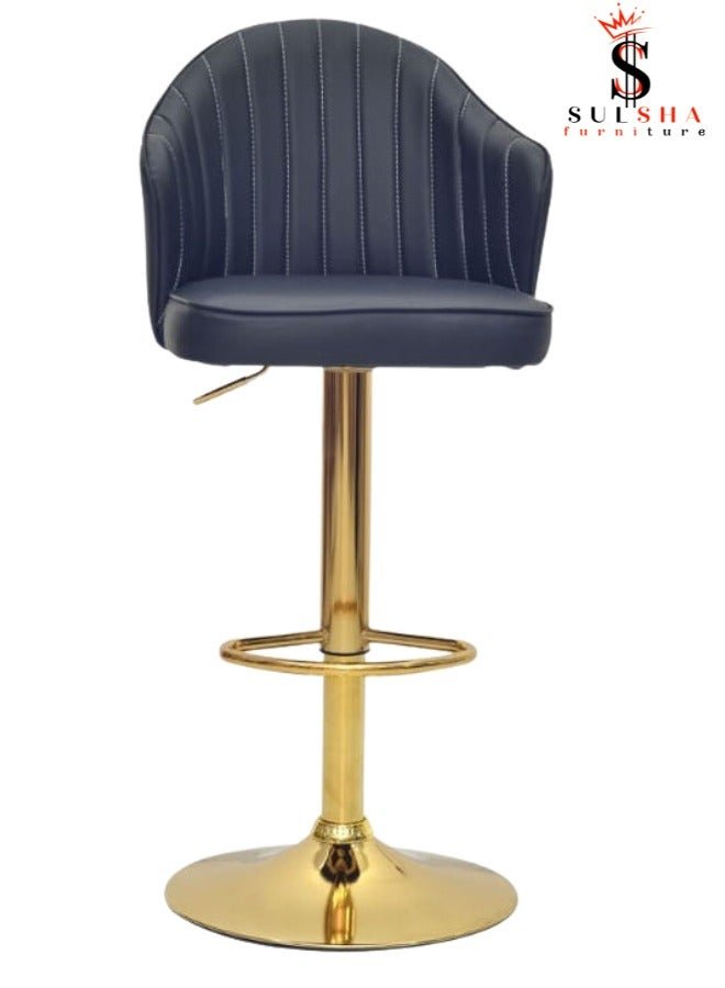 SULSHA PU Leather Round Bar Stool with Back Rest Height Adjustable Swivel Pub Chair Home Kitchen Bar stools Backless Stool with Footrest