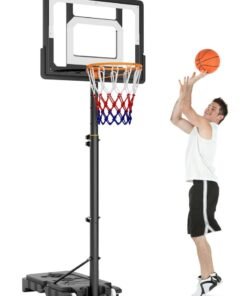 WALALLA Portable Basketball Hoop with Wheels, Outdoor 160-210CM Height Adjustable Goal System with Fillable Base, for Teens Youth Adults in Backyard/Driveway/Indoor, 81×59cm