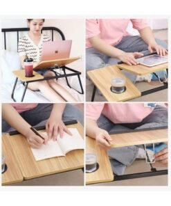 Alternative view of Huitich Wood Multi Purpose Adjustable Laptop Desk For Study And Reading With Foldable Non Slip Legs Reading Tray Laptop Stands Desk Study Beige