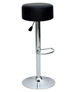 Multi Home Furniture Black & Silver Bar Stool Chair with Steel Base | Adjustable Height Bar Chair | PU Leather Bar Stool Chair for Kitchen Island, Bar Counter, Comfortable Footrest & 360° Swivel Chair
