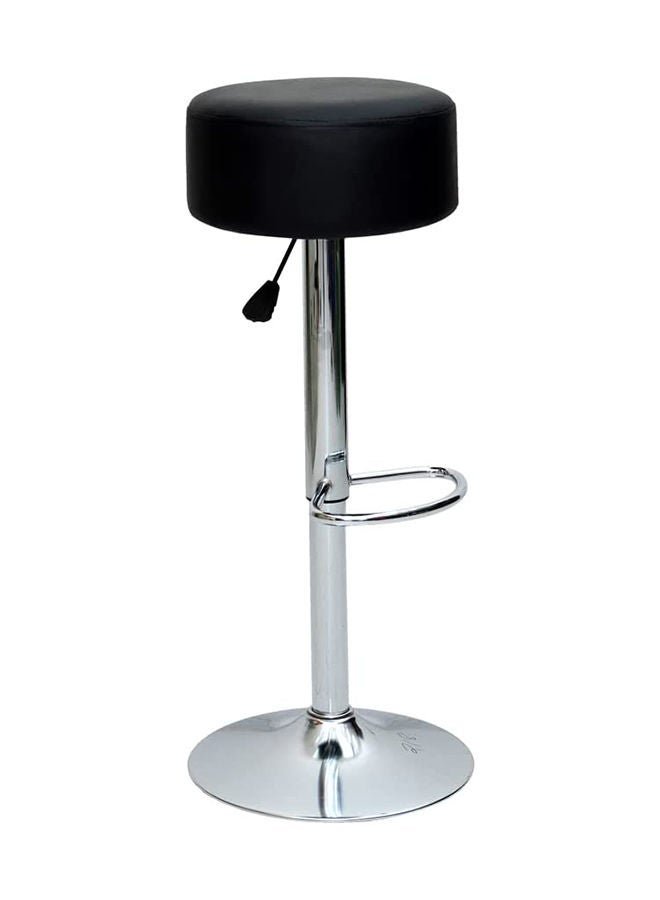 Multi Home Furniture Black & Silver Bar Stool Chair with Steel Base | Adjustable Height Bar Chair | PU Leather Bar Stool Chair for Kitchen Island, Bar Counter, Comfortable Footrest & 360° Swivel Chair