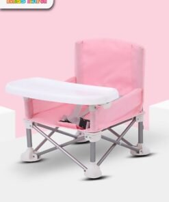 MissTiara Baby Seat Booster High Chair ,Space Saver High Chair , Portable High Chair , Folding Booster Feeding Chair ,with Travel Bag (Pink) - Image 3