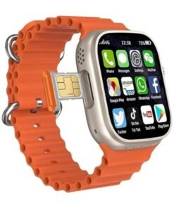 Youqin Home 4G Ultra Max Android Smart Watch with HD 2.2-Inch Full Touch Screen – Cellular Connectivity for Calls & Messages – Comes with 3 Stylish Straps & Wireless Charger – Orange Color – 4GB RAM & 64GB ROM – Perfect Smartwatch for Men & Boys with Long Battery Life and Fitness Tracking