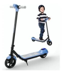 Huitich 24V Electric Folding Scooter for Kids – 6.5" Solid Tires, Hand Brake, Foldable Design – Blue