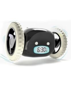 Y&D Alarm Clock on Wheels  | Loudest for Heavy Sleeper (Adult or Kid Bed-Room Robot Clockie) Funny, Rolling, Run-away, Moving, Jumping，Easy to Set Smart Digital Alarm Clock on Wheels -Funny Gag Gift (Black)