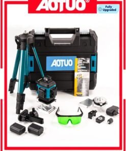 AOTUO 4D Laser Level Pro Kit ，16 Lines 360° Self-Leveling with Magnetic Rotating Base， Tripod ，2 Long-Lasting Batteries& Remote Control Perfect for Tile Floors, Construction, Picture Hanging (Portable Toolbox Included)