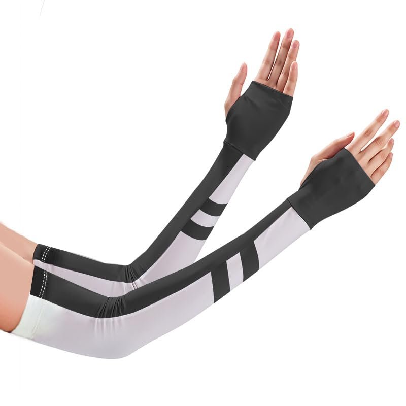 PALAY® Hand Gloves for Sun Protection with Arm Sleeves for Women, Nylon Ice Silk Sun Protection Gloves Women Cooling UV Hand Cover Arm Sleeves for Bike Riding - Anti-slip